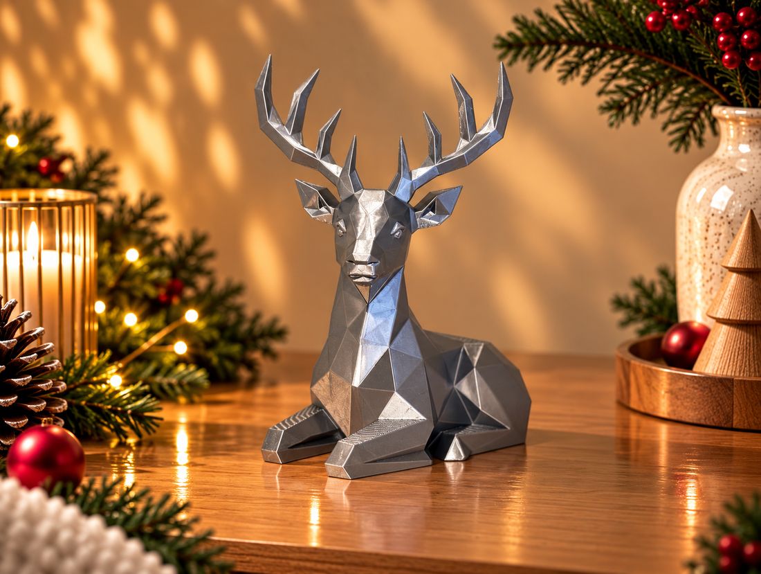 Le Cerf Hivernal, coloris Argenté, collection Noël