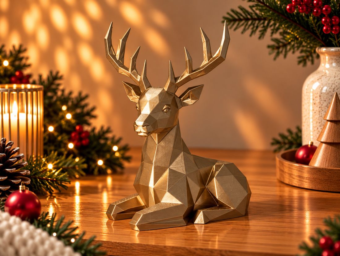 Le Cerf Hivernal, coloris Doré, collection Noël