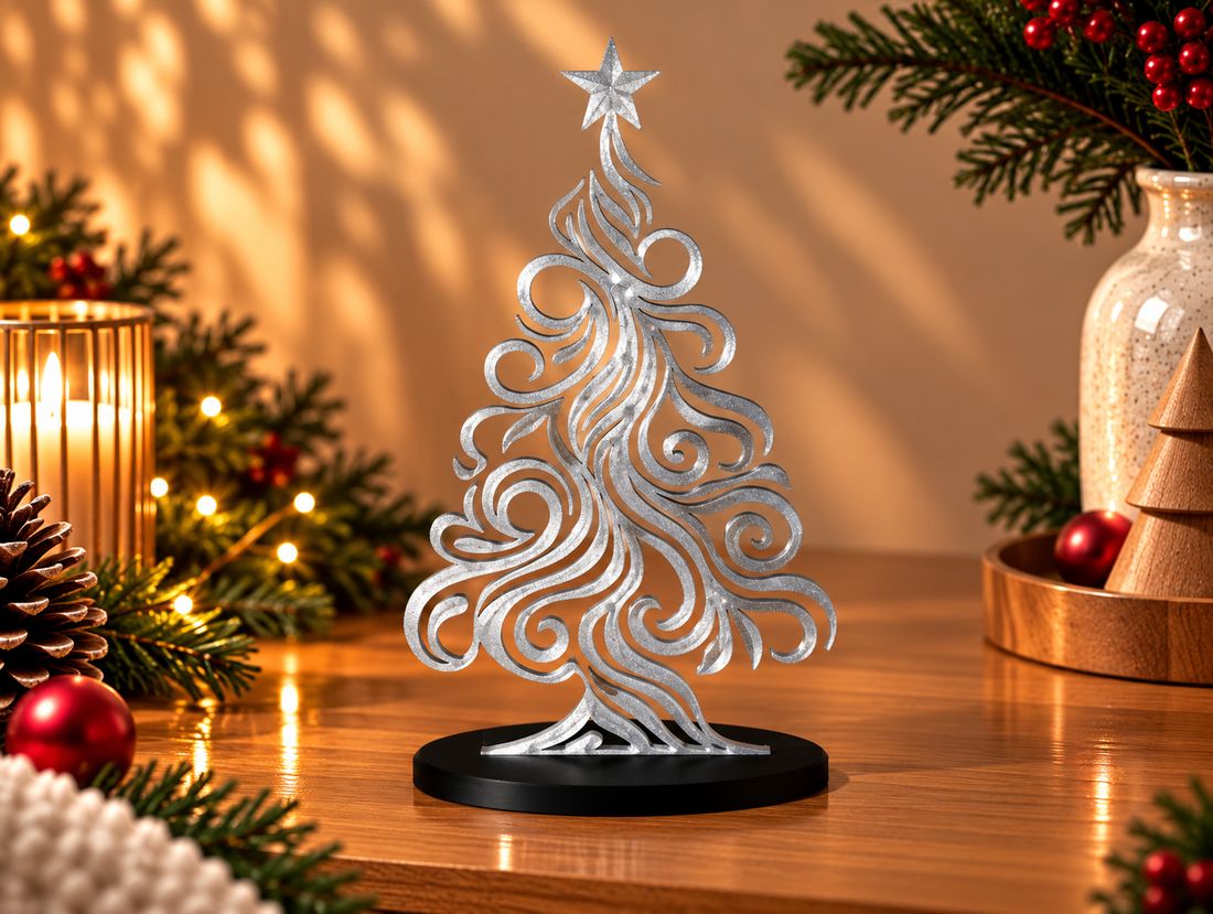 Sapin Filigrane, coloris Argenté, collection Noël