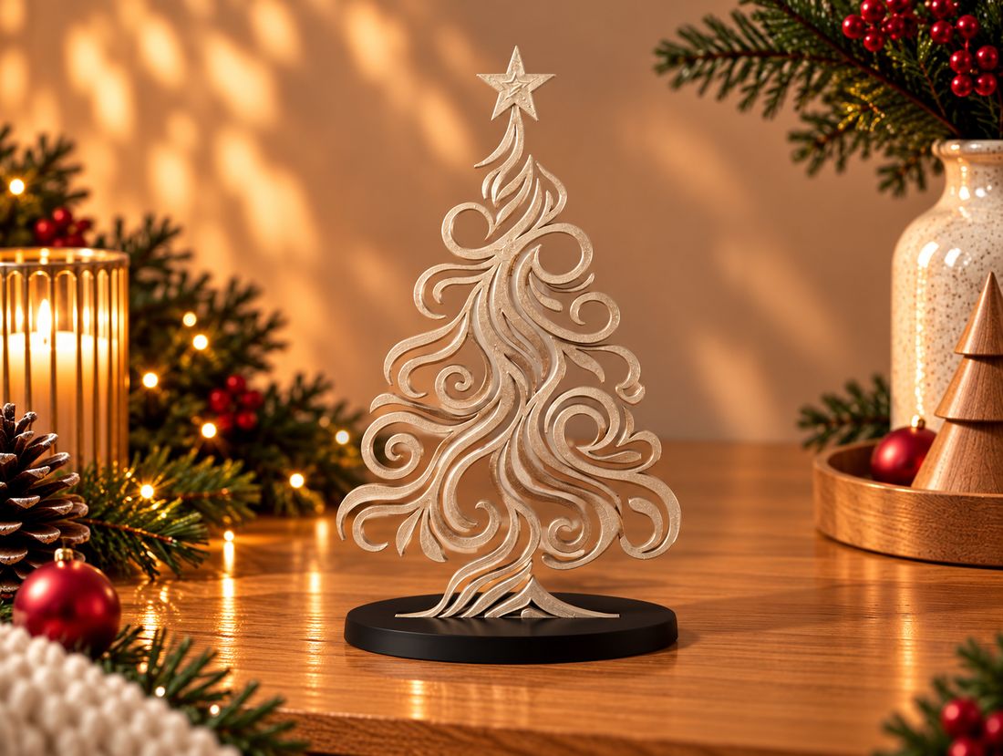 Sapin Filigrane, coloris Doré brillant, collection Noël