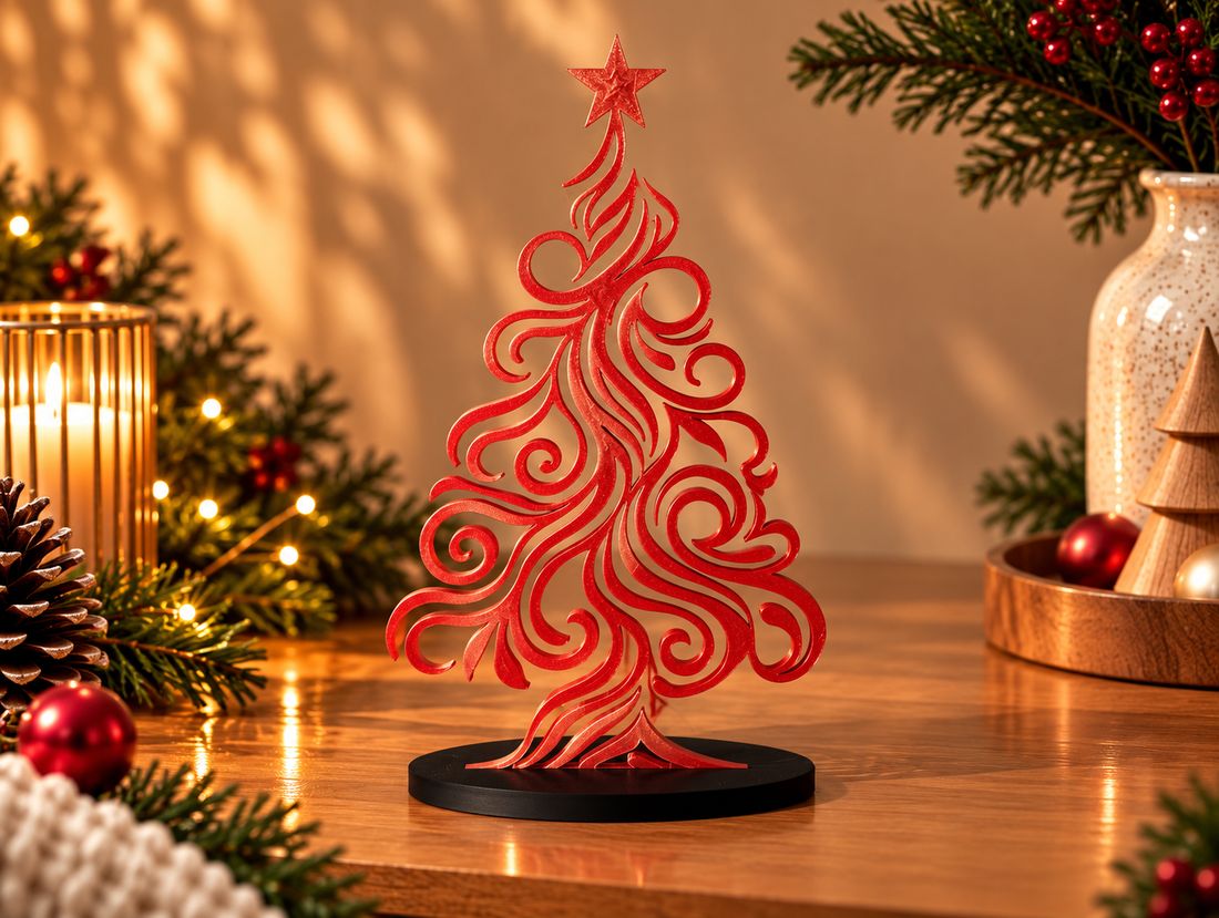 Sapin Filigrane, coloris Rouge cuivré, collection Noël