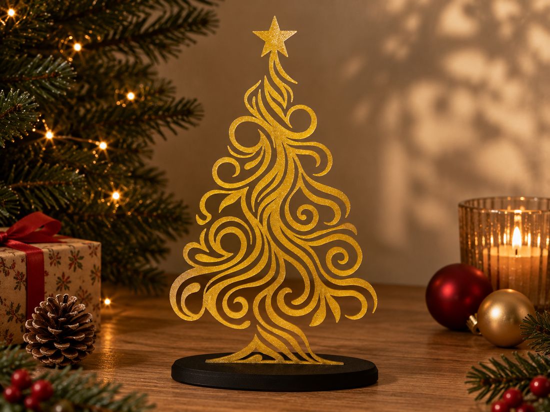 Sapin Filigrane, coloris Doré (mat), collection Noël