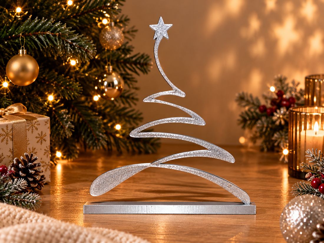 Sapin Linéaire, coloris Argenté, collection Noël