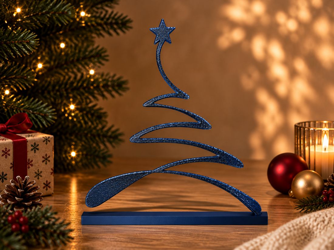 Sapin Linéaire, coloris Bleu noir, collection Noël