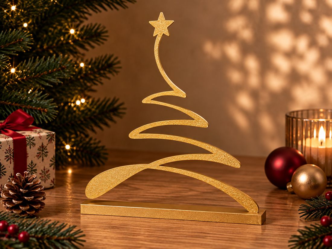 Sapin Linéaire, coloris Doré, collection Noël