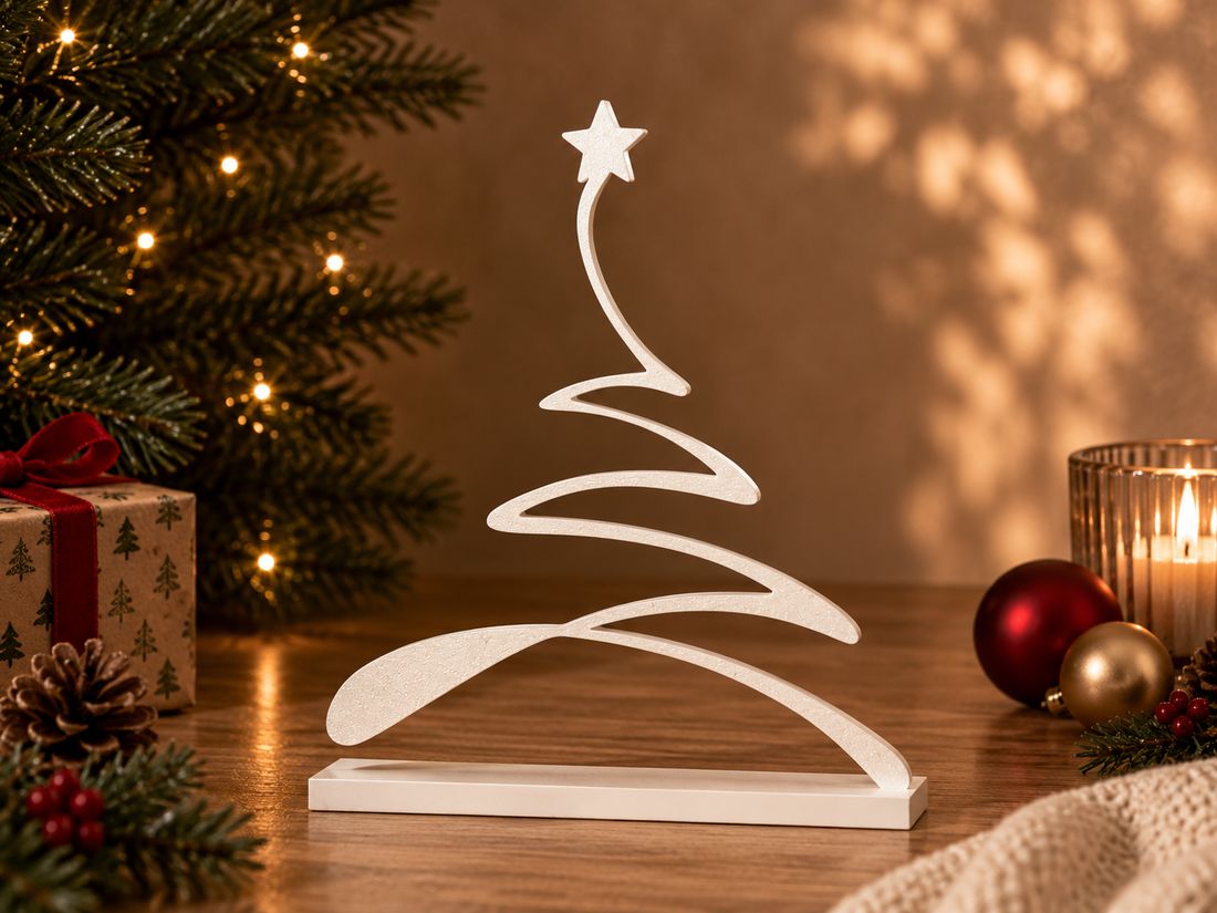 Sapin Linéaire, coloris Blanc, collection Noël