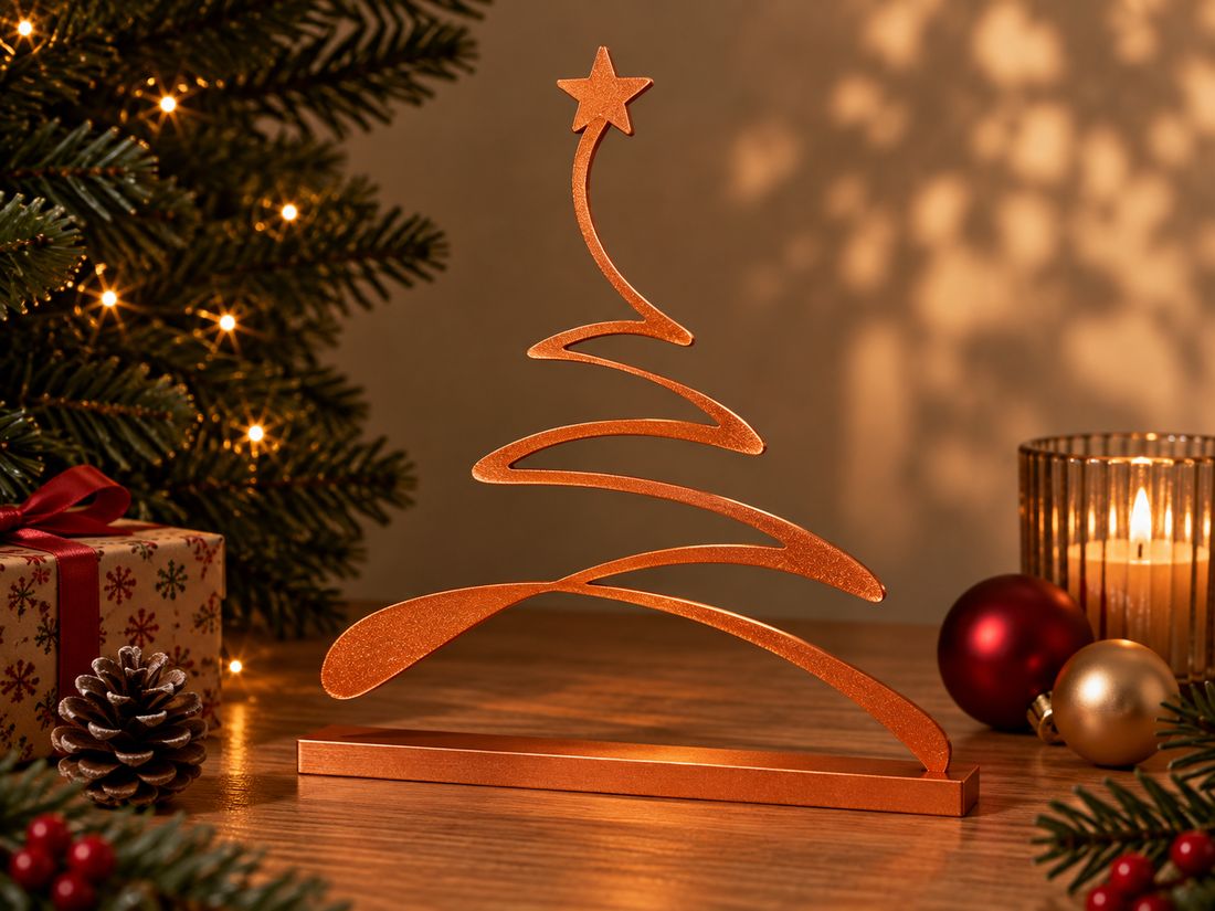 Sapin Linéaire, coloris Rouge cuivré, collection Noël