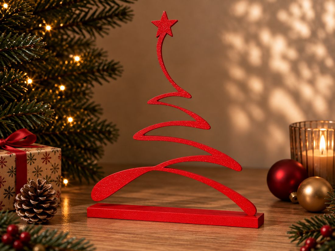 Sapin Linéaire, coloris Rouge, collection Noël