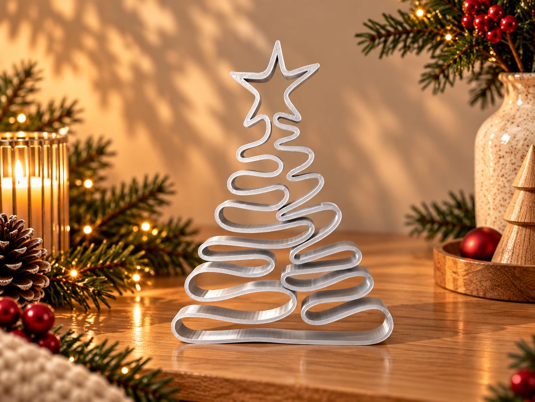 Sapin Ondulé, coloris Argenté, collection Noël