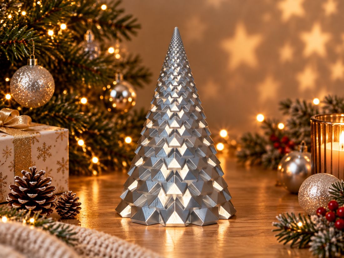 Sapin Triangles, coloris Argenté, collection Noël