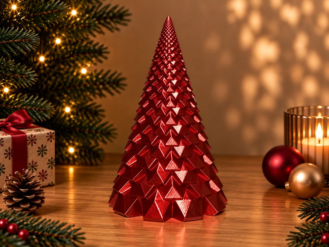 Sapin Triangles, coloris Rouge cuivré, collection Noël