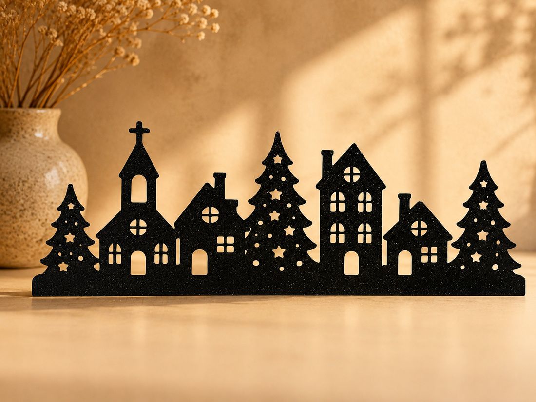 Village de Noël, coloris Noir, collection Noël