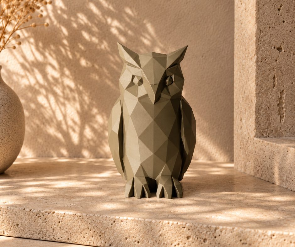 Le Hibou Vigilant, coloris Argile, collection Intemporels