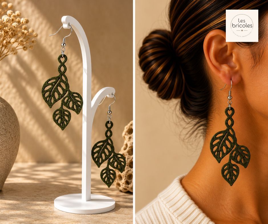 Boucles d’oreilles Monstera, collection Coquette